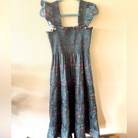 New! Hill House The Ellie Nap Dress Medium Bottle Green Fleur Chintz - Picture 7 of 9